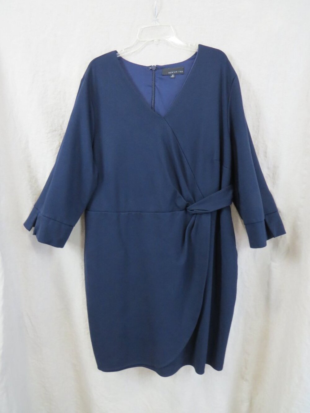 Adelyn Rae Faux Wrap Dress, Lined SIZE 2X Navy Blue